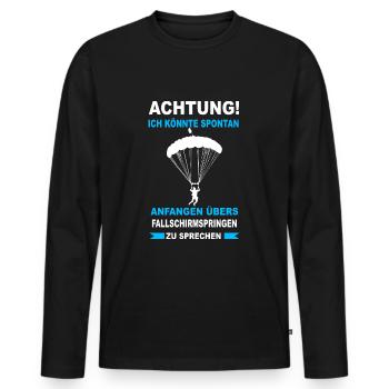 Fallschirmspringen Skydive Freifall Extremsport - Männer Premium Bio Langarmshirt - Schwarz - Vorne - Nico (187cm)