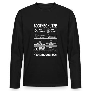 Bogenschiessen Bogenschütze Bogen Pfeil Langbogen - Männer Premium Bio Langarmshirt - Schwarz - Vorne - Nico (187cm)