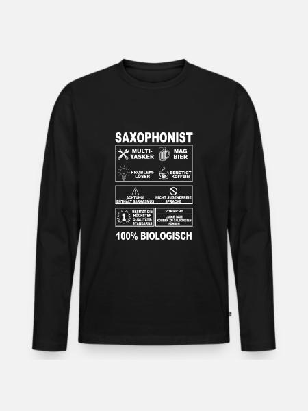 Saxophon Saxophonist Musiker Jazz Instrument Band - Männer Premium Bio Langarmshirt - Schwarz