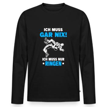 Ringen Ringer Kampfsport Sport Ringkampf Freistil - Männer Premium Bio Langarmshirt - Schwarz - Vorne - Nico (187cm)