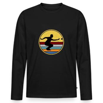 Boule Pétanque pétanque boule boule boule - T-shirt manches longues Premium bio Homme - noir - Devant - Nico (187cm)