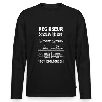 Regisseur Filmemacher Regie Kino Beruf Fernsehen - Männer Premium Bio Langarmshirt - Schwarz - Vorne - Nico (187cm)