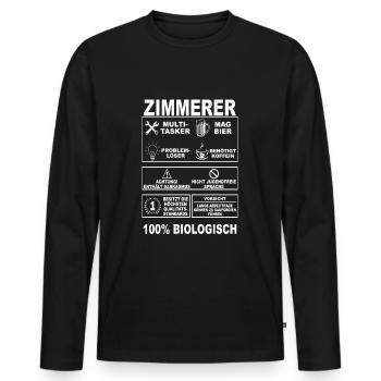 Zimmerer Zimmermann Handwerk Zimmerei Holz Meister - Männer Premium Bio Langarmshirt - Schwarz - Vorne - Nico (187cm)