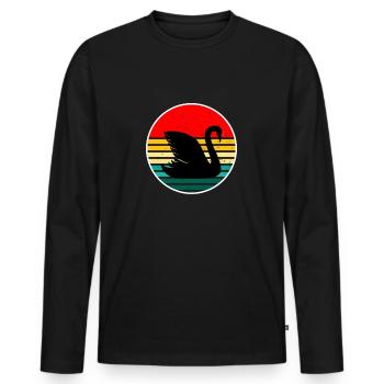 cygne oiseau oiseau d’eau cygne animaux étang étang - T-shirt manches longues Premium bio Homme - noir - Devant - Nico (187cm)
