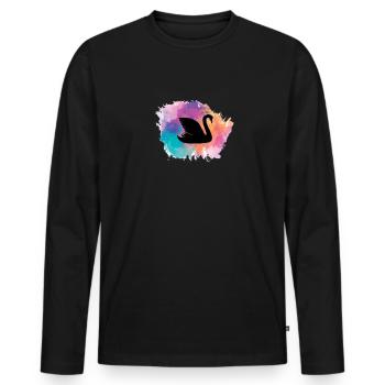 cygne oiseau oiseau d’eau cygne animaux étang étang - T-shirt manches longues Premium bio Homme - noir - Devant - Nico (187cm)