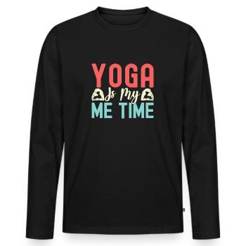 Yoga Is My Me Time Yoga Drôle - T-shirt manches longues Premium bio Homme - noir - Devant - Nico (187cm)