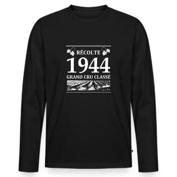 Récolte 1944 - T-shirt manches longues Premium bio Homme - noir - Devant - Nico (187cm)