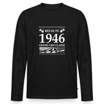 Récolte 1946 - T-shirt manches longues Premium bio Homme - noir - Devant - Nico (187cm)