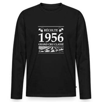 Récolte 1956 - T-shirt manches longues Premium bio Homme - noir - Devant - Nico (187cm)