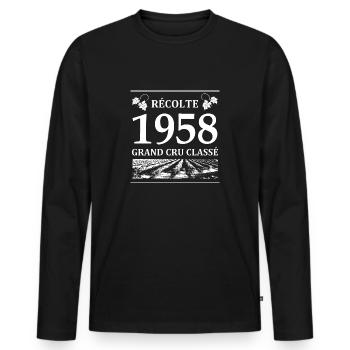 Récolte 1958 - T-shirt manches longues Premium bio Homme - noir - Devant - Nico (187cm)