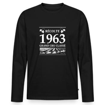 Récolte 1963 - T-shirt manches longues Premium bio Homme - noir - Devant - Nico (187cm)