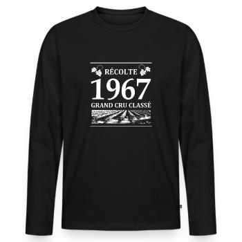 Récolte 1967 - T-shirt manches longues Premium bio Homme - noir - Devant - Nico (187cm)