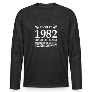 Récolte 1982 - T-shirt manches longues Premium bio Homme - anthracite chiné - Devant - Nico (187cm)