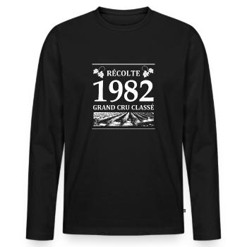 Récolte 1982 - T-shirt manches longues Premium bio Homme - noir - Devant - Nico (187cm)