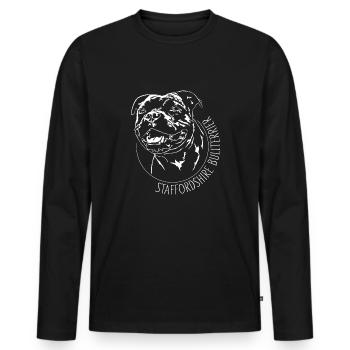 STAFFORDSHIRE BULLTERRIER Hundeportrait Wilsigns - Männer Premium Bio Langarmshirt - Schwarz - Vorne - Nico (187cm)