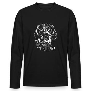 Aimé par un breton épagneul breton chiens Wilsigns - T-shirt manches longues Premium bio Homme - noir - Devant - Nico (187cm)