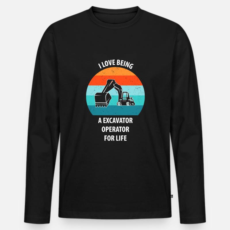 Bagger Baggerfahrer Baggerwagen - Männer Premium Bio Langarmshirt - Schwarz