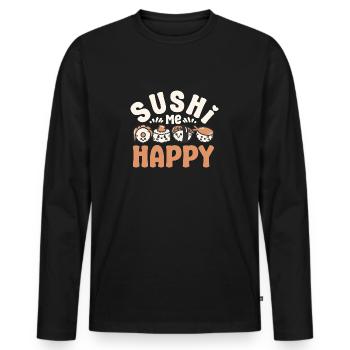 Amateur de sushis Sushi Me Happy Sushi - T-shirt manches longues Premium bio Homme - noir - Devant - Nico (187cm)