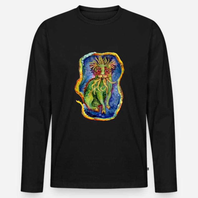Cathulhu - Männer Premium Bio Langarmshirt - Schwarz