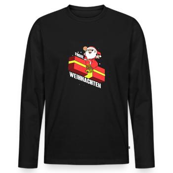 Cooles Weihnachtsgeschenk mit Frohe Weihnachten - Männer Premium Bio Langarmshirt - Schwarz - Vorne - Nico (187cm)