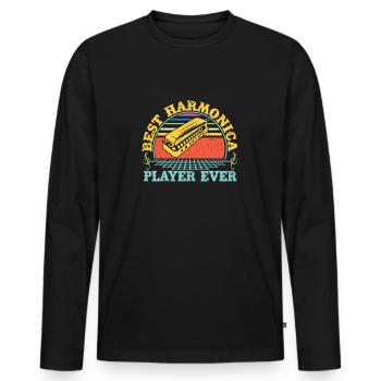 Harmonica drôle Meilleur joueur d’harmonica de tous les temps - T-shirt manches longues Premium bio Homme - noir - Devant - Nico (187cm)