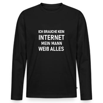 Ehemann - Männer Premium Bio Langarmshirt - Schwarz - Vorne - Nico (187cm)