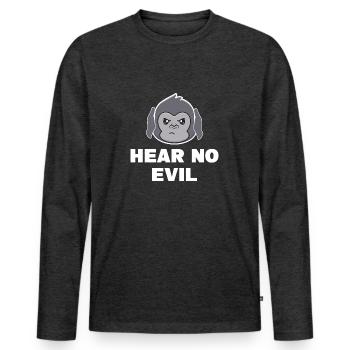 Hear no evil triplets partner look gift - Men's Premium Organic Long Sleeve Shirt - heather anthracite - Front - Nico (187cm)
