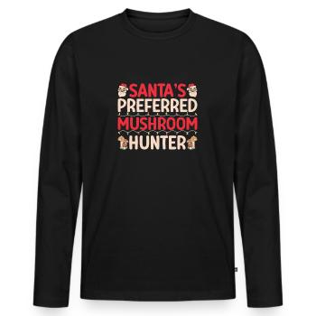 Chasseur de champignons Chasseur préféré du Père Noël - T-shirt manches longues Premium bio Homme - noir - Devant - Nico (187cm)