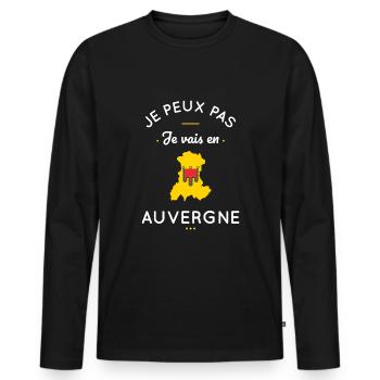 Je peux pas je vais en Auvergne - T-shirt manches longues Premium bio Homme - noir - Devant - Nico (187cm)