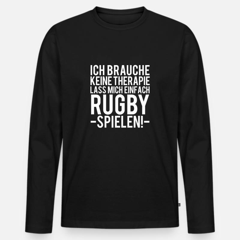 Rugby - Männer Premium Bio Langarmshirt - Schwarz