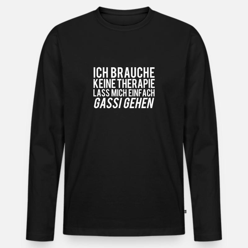 Gassi gehen Hunde Spruch - Männer Premium Bio Langarmshirt - Schwarz