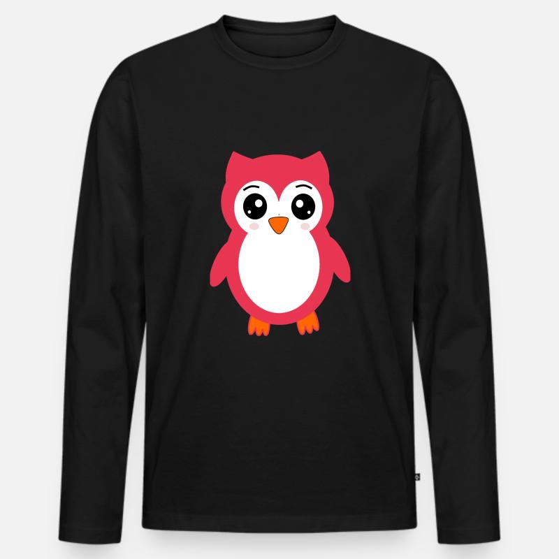 Eule pink rosa rot - Männer Premium Bio Langarmshirt - Schwarz