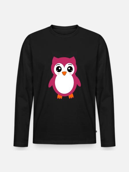 Søt kawaii ugle t-skjorte gave - Premium økologisk langermet T-skjorte for menn - svart
