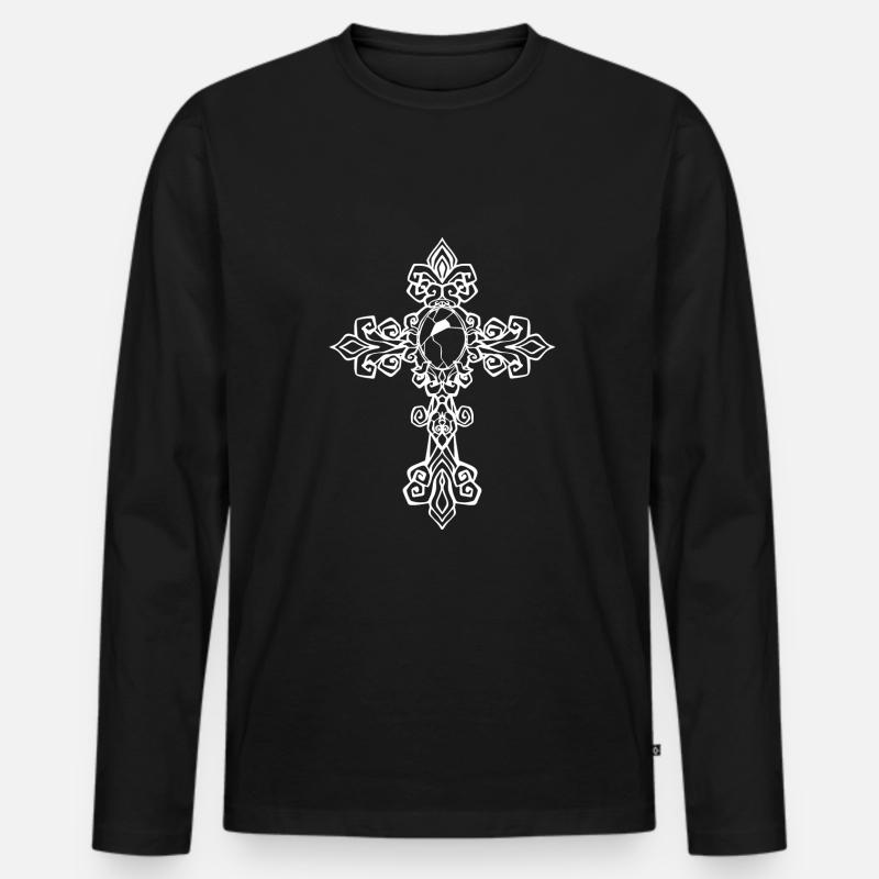 Gotisches Kreuz - Männer Premium Bio Langarmshirt - Schwarz