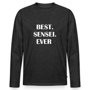 Meilleure tenue Sensei de tous les temps - T-shirt manches longues Premium bio Homme - anthracite chiné - Devant - Nico (187cm)