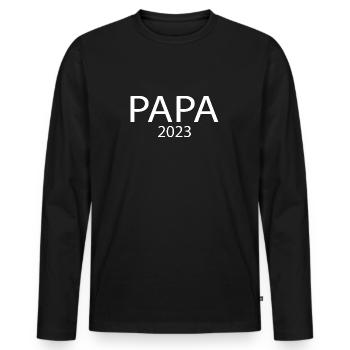 Papa 2023 - Männer Premium Bio Langarmshirt - Schwarz - Vorne - Nico (187cm)