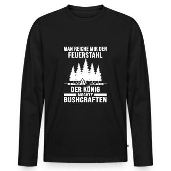 outdoor survival bushcraft-könig feuerstahl - Männer Premium Bio Langarmshirt - Schwarz - Vorne - Nico (187cm)