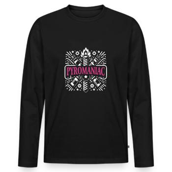 Pyrotechnie Feu d’artifice Feu d’artifice Nouvel An - T-shirt manches longues Premium bio Homme - noir - Devant - Nico (187cm)