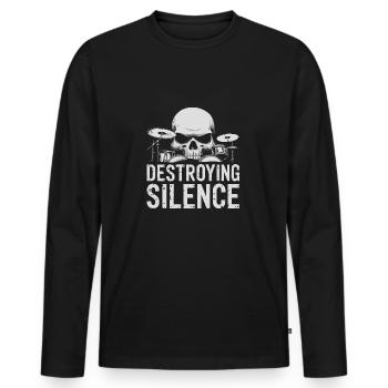 Groupe de rock tambour et batteur de crâne - T-shirt manches longues Premium bio Homme - noir - Devant - Nico (187cm)