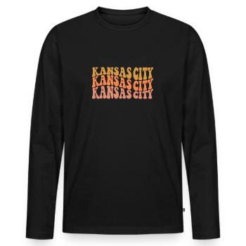 Kansas City - Männer Premium Bio Langarmshirt - Schwarz - Vorne - Nico (187cm)