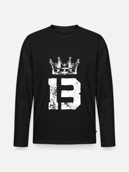 13 Couronne numérique - T-shirt manches longues Premium bio Homme - noir