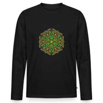 Feu Lotus Mandala - T-shirt manches longues Premium bio Homme - noir - Devant - Nico (187cm)