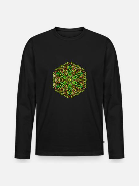 Fire Lotus Mandala - Men's Premium Organic Long Sleeve Shirt - black
