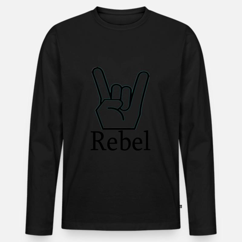 REBEL / Handzeichen - Männer Premium Bio Langarmshirt - Schwarz