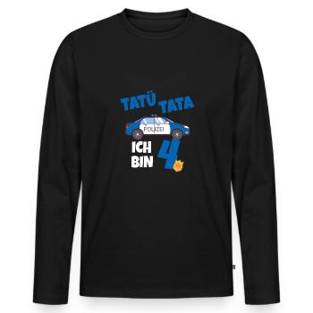 Kindergeburtstag Polizist 4 Jahre Kinder Polizei - Männer Premium Bio Langarmshirt - Schwarz - Vorne - Nico (187cm)