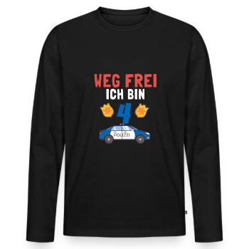 Kindergeburtstag Polizist 4 Jahre Kinder Polizei - Männer Premium Bio Langarmshirt - Schwarz - Vorne - Nico (187cm)
