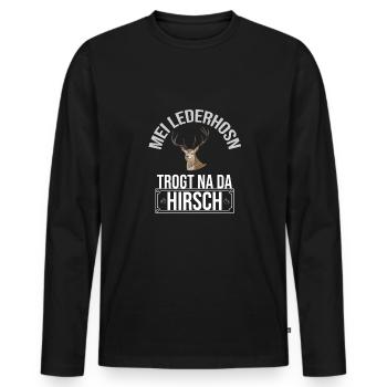 Basst Scho | Trachten Hirsch - Männer Premium Bio Langarmshirt - Schwarz - Vorne - Nico (187cm)
