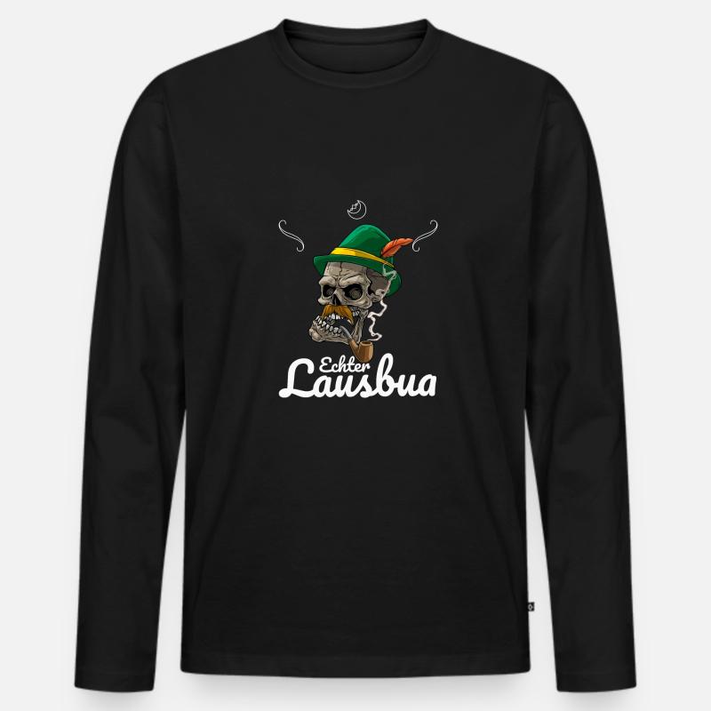Lausbua Lederhosen - Männer Premium Bio Langarmshirt - Schwarz