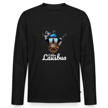 Lausbua Lederhosen - Männer Premium Bio Langarmshirt - Schwarz - Vorne - Nico (187cm)