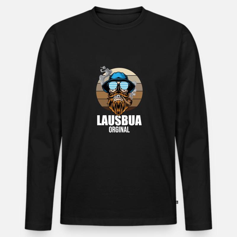 Lausbua Lederhosen - Männer Premium Bio Langarmshirt - Schwarz